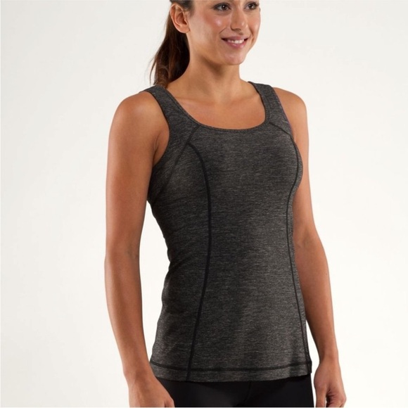 Lululemon‎ Run Free Dash  Tank Top Heathered Black Size 4 - Picture 1 of 5